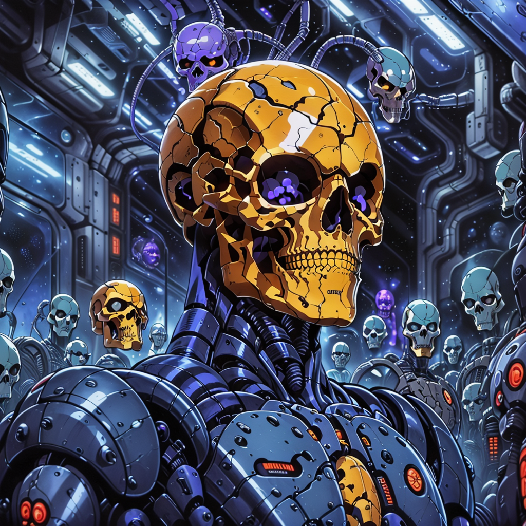 A shumanoid alien with a transparent skull head inside of a futuristic space suit , concept art, fant_107005.png